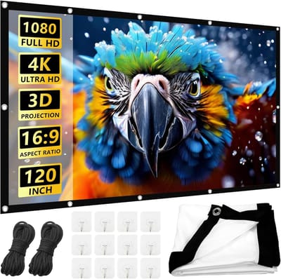 Projectiescherm 120 inch - Beamerdoek Canvas - Thuisbioscoop Creëren - Dubbelzijdig Projectie - 16:9 265x150cm - Wit