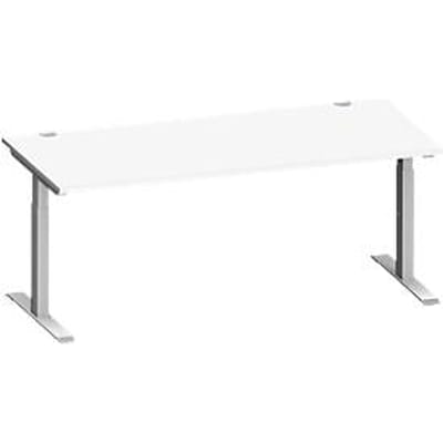 Schäfer Shop Genius bureau MODENA FLEX, rechthoekig, T-poot rechthoekige buis, B 1800 x D 800 x H 650-850 mm, wit/wit aluminium