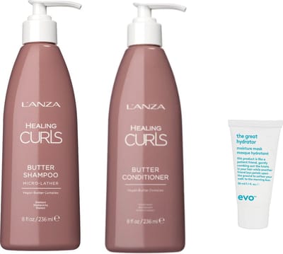 Duo set - Lanza - Healing Curls Butter - Shampoo + Conditioner 236 ml + WILLEKEURIG Travel Size