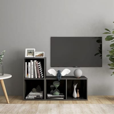 vidaXL - Tv-meubelen - 2 - st - 72x35x36,5 - cm - bewerkt - hout - hoogglans - grijs