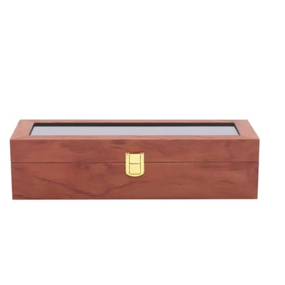 Horlogedoos – Voor horloges, sieraden en zonnebrillen – Met glazen deksel – Zwart, 31,5×10,9×7,9 cm