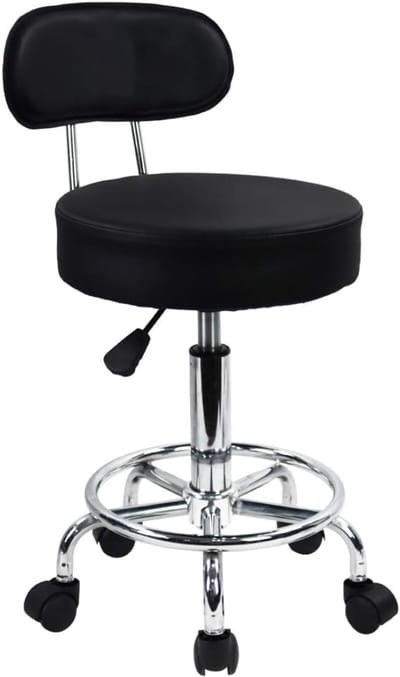 HEZIVO® Zadelkruk op Wielen - Zadelstoel Ergonomisch - Hoogte verstelbaar Krukje - Met Rugleuning - Zwart