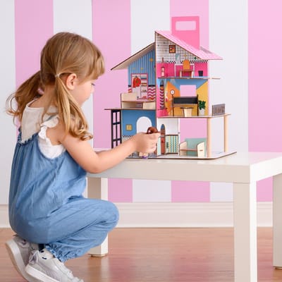 Teamson Kids Houten Poppenhuis Voor Minipop - Omvat 12 Accessoires