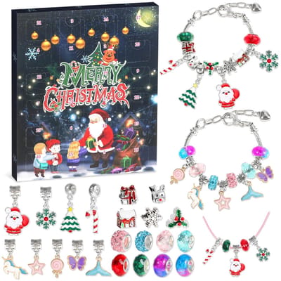 Dailygoods- Adventskalender 2025 - Adventskalender voor Kinderen - Sieraden/Armbanden - Creatief Knutselen - Kerstcadeau voor Meisjes - 24 Verrassingen - Sieradenkalender