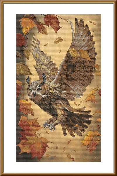 Borduurpakket Nova Sloboda - Autumn Flight - Herfstvlucht - bedrukte achtergrond