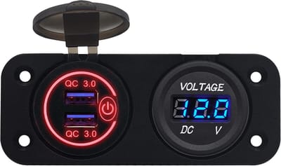 ProRide 12V USB Autolader 2 Poorten Inbouw met Schakelaar - QC3.0 - PUSB1QC-R - Tweevoudig inbouw paneel - Rood