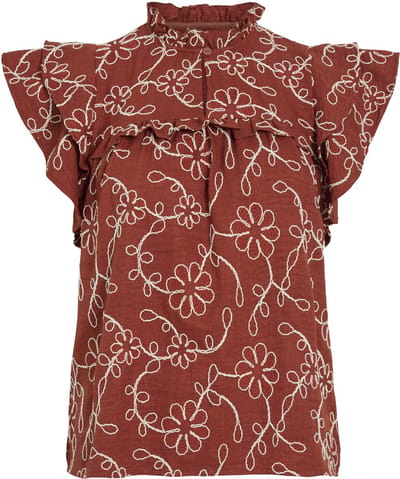 VILA - VIBAILA C/S RUFFLE NECK TOP/KA - Dames - Blouses
