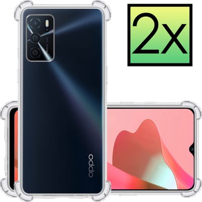 Hoesje - 2 Stuks - Geschikt voor OPPO A16 - Sterk & Shockproof - Siliconen Case - Back Cover - Telefoon Hoes Shock Proof - Transparant