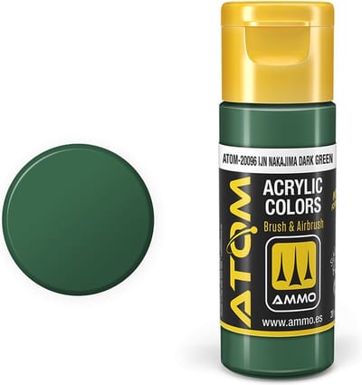 AMMO by Mig Jimenez Hobbyverf Acrylverf - MIG 20096 ATOM - IJN Nakajima Dark Green - Acryl - 20ml Verf flesje - 20 ml