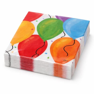 Party Casa Servetten Ballonnen - 20 Stuks - Papieren Servetten met Ballonprint - Afmeting 33x33cm - Vierkant Model - Kleur Meerkleurig - Ideaal voor Verjaardagen, Feestjes en Andere Gelegenheden
