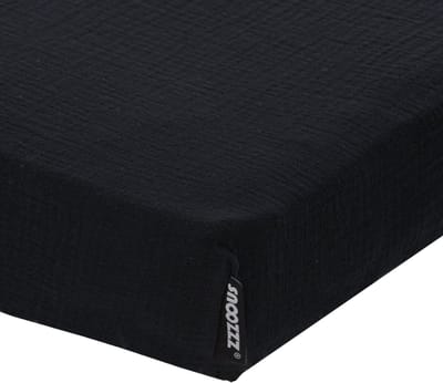 Snoozzz Hoeslaken Wieg - 40x80cm - 100% Hydrofiel Katoen - Zwart