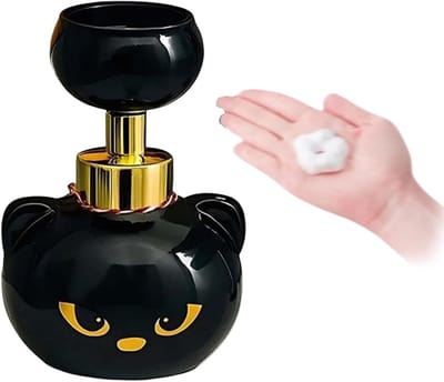 Zeepdispenser - Zeepdispenser met zwarte kat, schuimpompfles met zwarte kat, produceert klauwvormig schuim, schattige schuimzeepdispenser met kattenpoot, 1-pack zeepdispenser met kattenpoot (zwart)