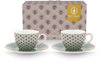 Pip Studio - Blooming Tales - Set van 2 - Espresso kop en schotel Blauw