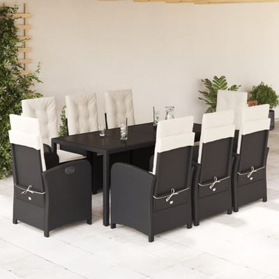 vidaXL - 9-delige - Tuinset - poly - rattan - zwart