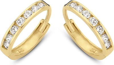 New Bling 9NBG-0056 - Gouden oorringen - 14 Karaat - Met Zirkonia - 12mm - Geel Goud