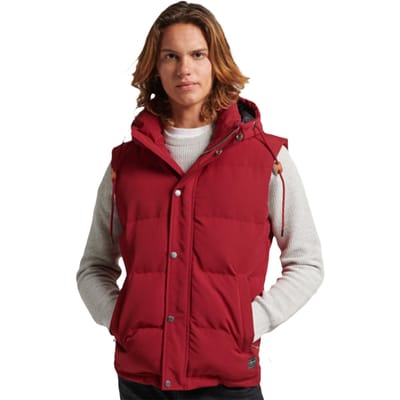 Superdry - Everest pufferbodywarmer met capuchon - Heren - Gilets