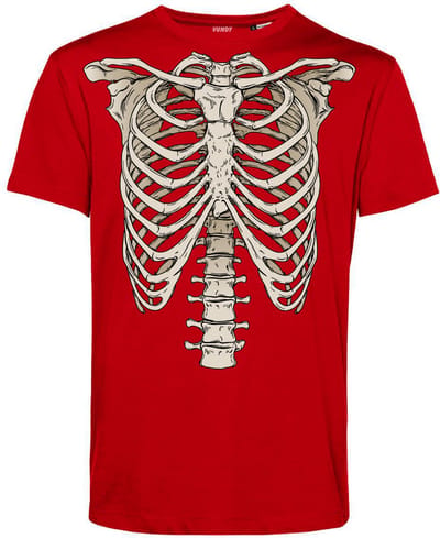 T-shirt kind Skelet | Carnavalskleding kinderen | Carnaval Kostuum | Foute Party | Rood | maat 68