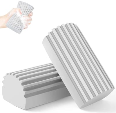 Damp Duster - 2 Stuks - Vochtige Stofspons - Natte Reinigingsspons - Schoonmaak Sponzen - Schuursponzen - Extra Dik - Tegen Hardnekkig Vuil - Schoonmaakspons - Magische Reinigingssponzen - Grijs