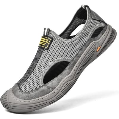 Zomer Nieuw Casual Hol Mesh Oppervlak Ademend Strandsandalen Buiten Comfortabel Zachte Zool Gesloten Teen Wandelschoenen 46 grijze kleur