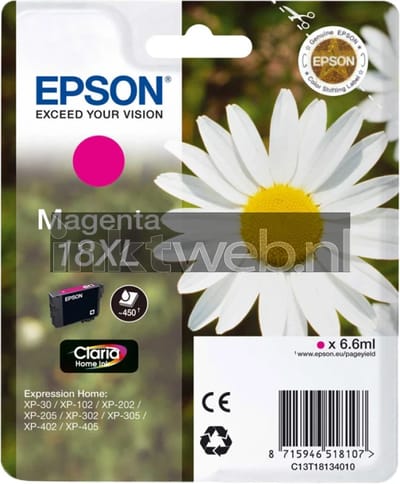 Epson T1813 nr. 18XL inktcartridge magenta hoge capaciteit (origineel)