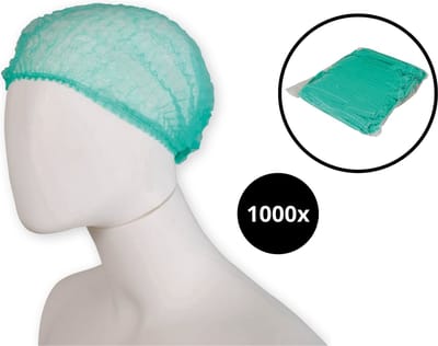 Haarnetjes Wegwerp 1000 Stuks (10x100) – Universele Haarnetjes voor Horeca, Zorg & Voedselindustrie – Non Woven Groen – Unisex