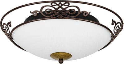 EGLO Mestre - Plafondlamp - 2 Lichts - Ø395mm. - Antiek-Bruin, Goud - Wit