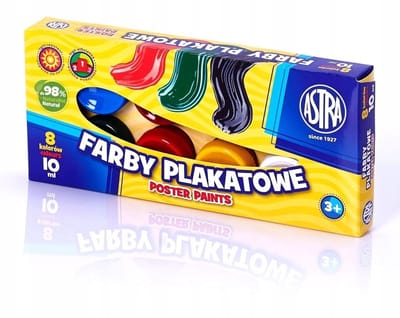 Astra Plakkaatverf Set - 8 Levendige Kleuren, 10 ml per stuk