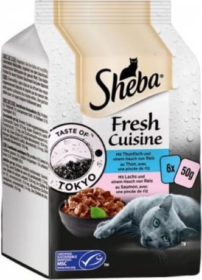 Sheba - Délices Gourmands - Tonijn & Zalm met een vleugje rijst - 6x50g (300g)
