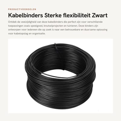 Dailygoods- Kabelbinders Sterke Flexibiliteit - Zwart - Duurzaam - Herbruikbaar - Geschikt voor Knutselen/Tuinieren - 1 Item - Binders