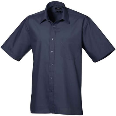 Premier Heren Poplin overhemd met korte mouwen (Marine)