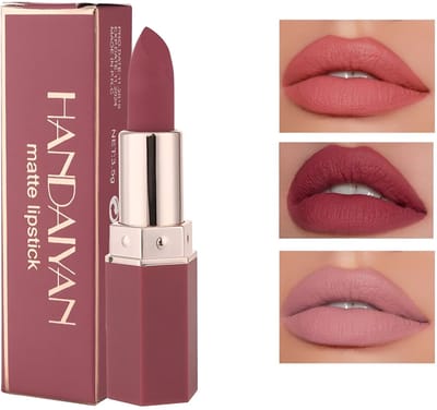 Handaiyan | Lipstick Matte - Set van 3 Kleuren - Lippenstift - Langhoudend - Make Up | Lipstick | Lippenstift Rood /Bordeaux Umber #05 | Beige Matte Beige #03 | Roze/Oranje Honey Peach #01 - Longlasting - Een stralende, intense lipstick 3x stuks
