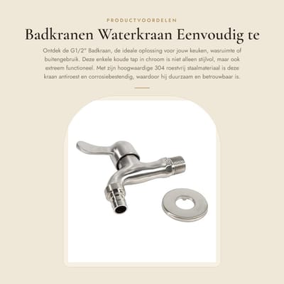 Dailygoods- Waterkraan Enkele Koude Tap - Chroom - 304 Roestvrij Staal - Eenvoudig te Installeren - Duurzaam - Antiroest/Corrosiebestendig - Kraan