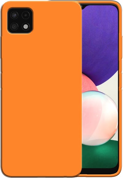 Smartphonica Siliconen hoesje voor Samsung Galaxy A22 5G case met zachte binnenkant - Oranje geschikt voor Samsung Galaxy A22 5G
