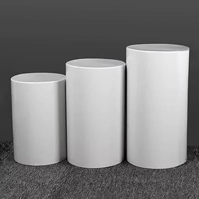 Cilindrische Zuilen - Ronde Stands - Feest Decoratie - Stabiele Basis - Set van 3 of 5 - Wit