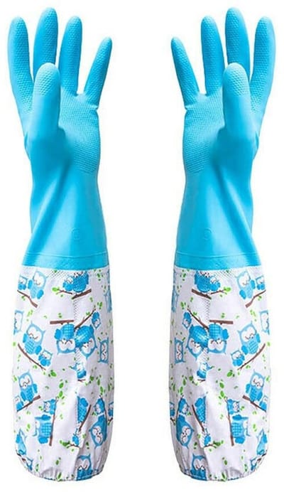 Dailygoods- Rubberen Handschoenen Lange Arm - Vijver/Reiniging - Tuin/Keuken/Badkamer - Eenheidsmaat - Uilontwerp - Warm Gevoerd - Schoonmaakhandschoenen