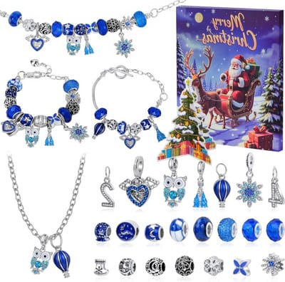 Adventskalender voor Sieraden 2025, 24 Dagen Countdown, DIY Kerstcadeaus en Armbandenset
