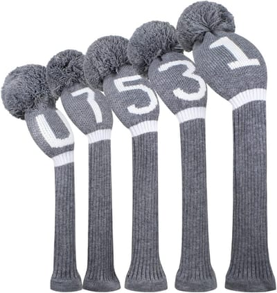 Gebreide Golf Head Covers Set van 5 met Draaibare Nummertags
