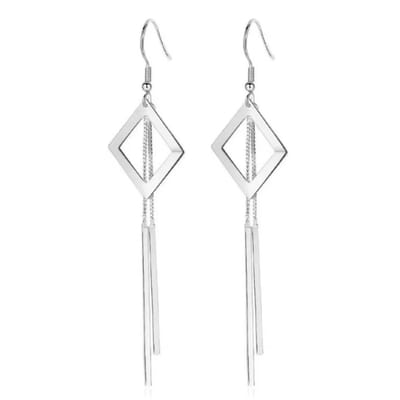 Zilver Oorbellen- ruit- lang- Charme Bijoux