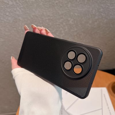 Ademende Honingraat Mesh Warmteafvoer Case Voor Oneplus 13 13R 12R Ace 5 3 Glas Lens Bescherming Harde Achterkant Schokbestendige Cover OnePlus 13R