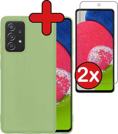 Hoesje - Met 2x Screenprotector - Geschikt voor Samsung Galaxy A52s 5G - Sterk & Shockproof - Telefoon Hoes - Back Cover - Siliconen Case - Telefoonhoes - Groen