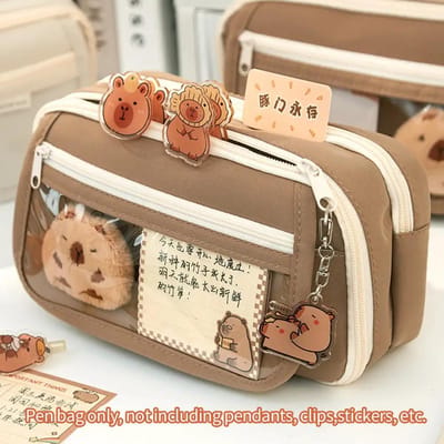 Kawaii Transparante Etui Grote Capaciteit Waterdichte Pennendoos voor Meisjes Cosmetische Tas Schrijfwaren Kantoor Schoolbenodigdheden