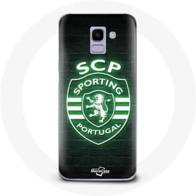 Coque maniacase pour Samsung Galaxy J6 2018 scp sporting portugal lumineux fond noir