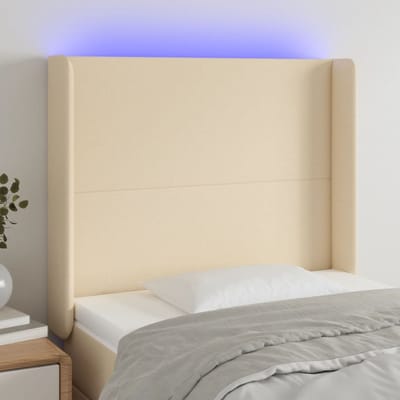 vidaXL - Hoofdbord - LED - 93x16x118/128 - cm - stof - crèmekleurig
