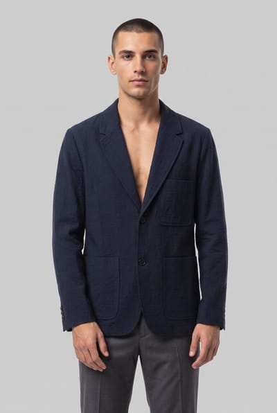 ARKET Dejan Seersucker Blue Size: 48 Short | Blazers Outlet | Heren | Blauw