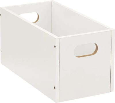 5five Opbergmand/kastmand van hout - wit - 7 Liter - 31 x 15 x 15 cm - Opbergboxen - Vakkenkast manden