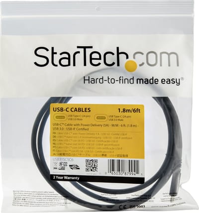 StarTech.com 6ft USB-C Cable with 5A PD - USB 3.0 5Gbps - USB-IF Certified - USB-C cable - 1.8 m