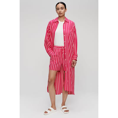 ZENGGI Striped Shirtdress Carmine Rose Größe: M | Blusenkleider Outlet | Damen | Rosa