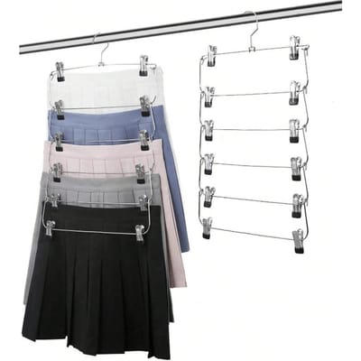 Cintre Multifonctionnel à 6 Couches avec Pinces pour Pantalons et Jupes 1 pièce one-size argenté