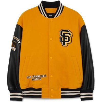 MLB San Francisco Giants Letterpatroon Jacquard Kleurblok Baseballjack Uniseks jassen Geel 3AJPV0131-14YEM S orange
