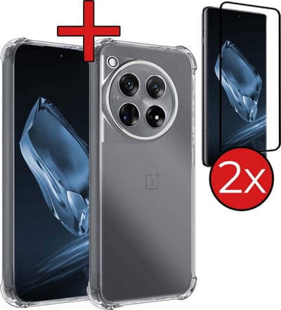 Hoesje - Met Screenprotector - 2 Stuks - Geschikt voor OnePlus 12 - Sterk & Shockproof - Back Cover - Siliconen Case - Telefoon Hoes - Shock Proof - Telefoonhoes - Transparant